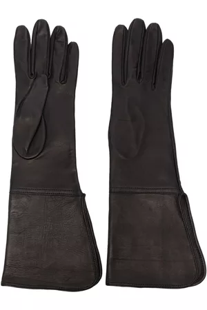 Manokhi Women Gloves - Full-finger design leather gloves - Black