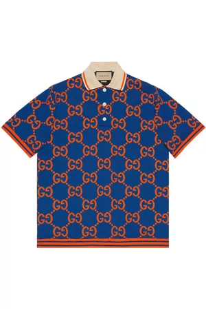 Gucci Men Polo T-Shirts - GG Supreme cotton polo shirt - Blue