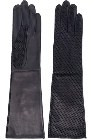 Manokhi Women Gloves - Perforated-design leather gloves - Blue