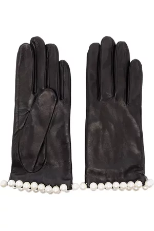 Manokhi Women Gloves - Pearl-detail leather gloves - Black