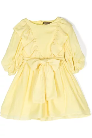 Stella McCartney Girls Graduation Dresses - Ruffled A-line cotton dress - Yellow