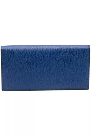 VALEXTRA Wallets - Grained leather vertical wallet - Blue