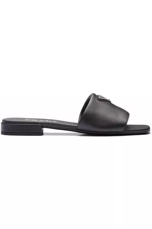 Prada Women Flat Sandals - Logo flat sandals - Black