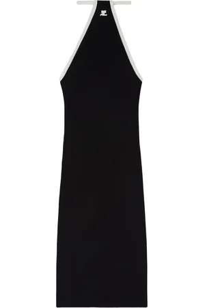 Courrèges Logo-embroidered halterneck midi dress