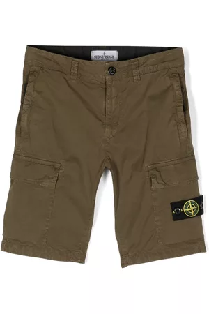 Stone Island Boys Shorts - Logo-patch cargo shorts - Green