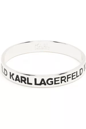 Karl Lagerfeld Women Bangle Bracelets - Logo-print bangle bracelet - Silver