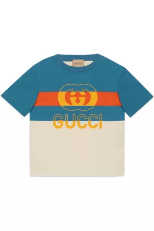 Gucci Boys T-Shirts - Logo-print cotton T-shirt - Blue