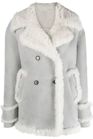 Thom Browne Double-breasted shearling peacoat