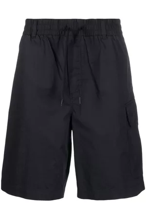 Emporio Armani Men Bermudas - Drawstring-waistband cotton cargo shorts - Blue