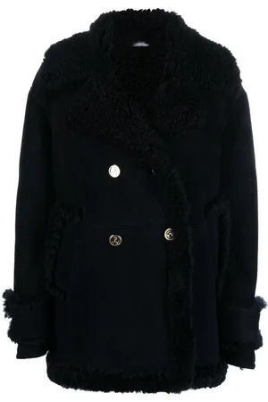 Thom Browne Double-breasted shearling peacoat