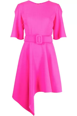 Oscar de la Renta Women Asymmetrical Dresses - Asymmetric-hem belted dress - Pink