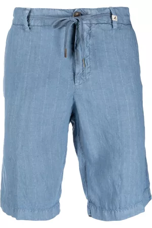 MYTHS Men Bermudas - Tied-waist linen blend shorts - Blue