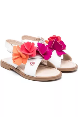 Florens Sandals - Flower-applique slingback sandals - White