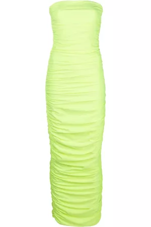 GOOD AMERICAN Women Ruched Dresses - Ruched satin tube dress - Green