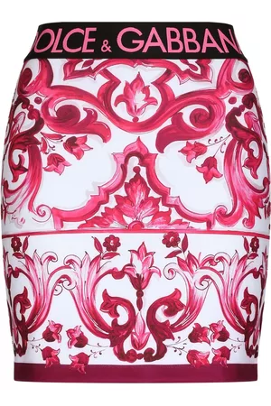 Dolce & Gabbana Women Printed Skirts - Majolica-print fitted skirt - Pink