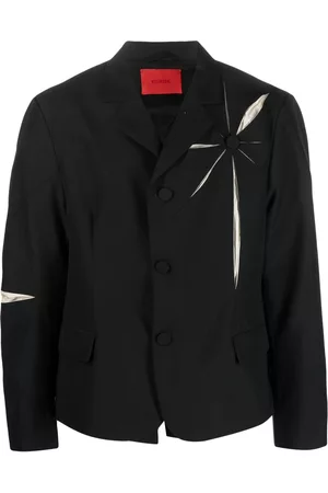 Kusikohc Men Blazers - Floral-detail single-breasted blazer - Black