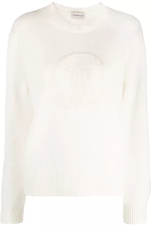 Moncler Women Sweaters - Logo-patch sleeve jumper - White