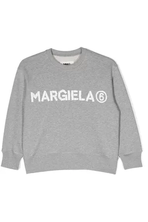 Maison Margiela Girls Hoodies - Logo-print mélange sweatshirt - Grey