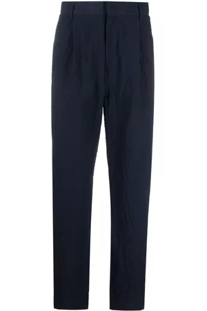 Emporio Armani Men Stretch Pants - Stretch-cotton straight-leg trousers - Blue