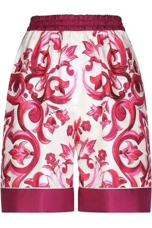 Dolce & Gabbana Women Shorts - Majolica-print silk short - Pink