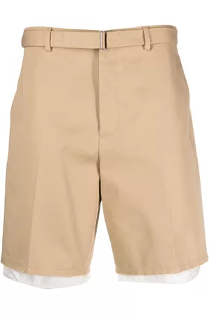 Lanvin Men Bermudas - Contrast-trim cotton Bermuda shorts - Neutrals