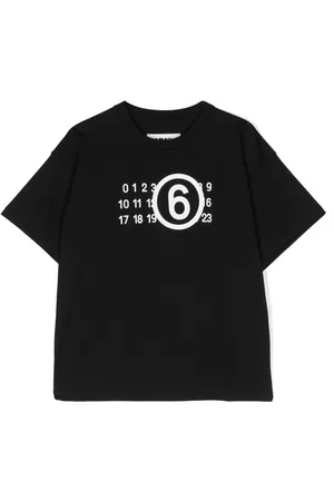 Maison Margiela Girls T-Shirts - Numbers-motif cotton T-shirt - Black