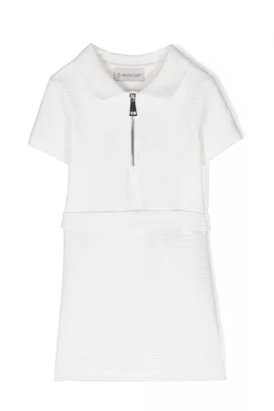 Moncler Girls Polo T-Shirts - Ribbed polo knit dress - White