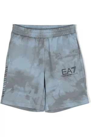 EA7 Boys Neckties - Tie-dye logo-print shorts - Blue