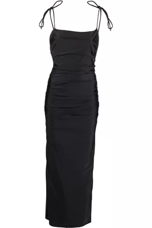 GOOD AMERICAN Women Maxi Dresses - Ruched satin maxi slip dress - Black