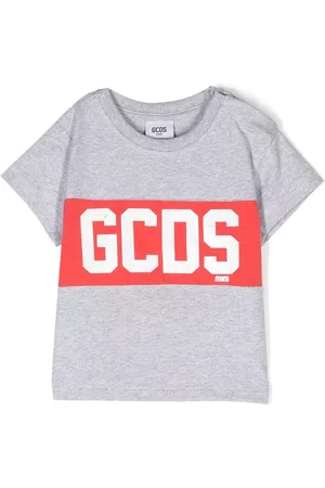 GCDS T-Shirts - Melange-effect logo-print T-shirt - Grey