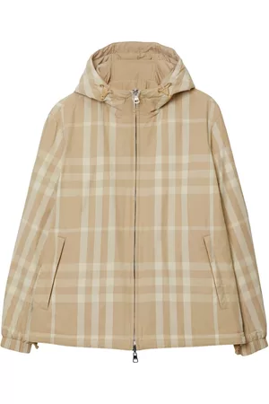 Burberry Men Jackets - Vintage-check pattern hooded jacket - Neutrals