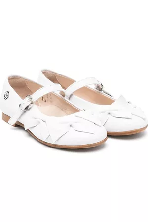 Florens Girls Ballerinas - Bow-embellished leather ballerina shoes - White