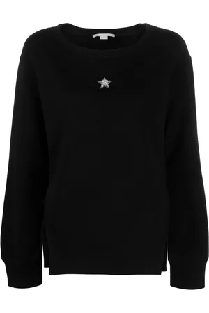 Stella McCartney Women Sweatshirts - Crystal-embellished cotton sweatshirt - Black