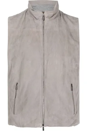 MOORER Zip-up leather gilet