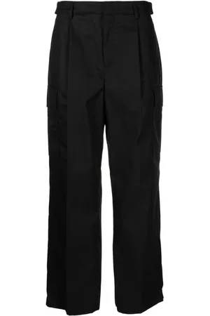 JUUN.J Men Pleated Cargo Pants - Straight-leg pleated cargo trousers - Black