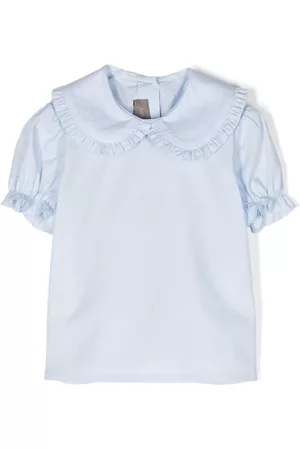LITTLE BEAR Short sleeved Shirts - Ruffled-trim short-sleeved blouse - Blue