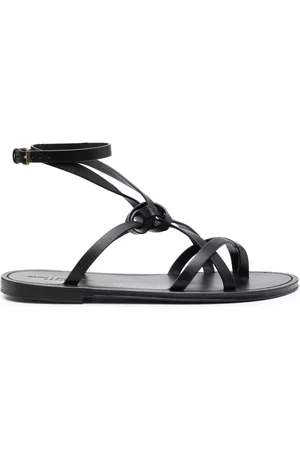 Saint Laurent Men Flat Sandals - Santo knotted flat sandals - Black