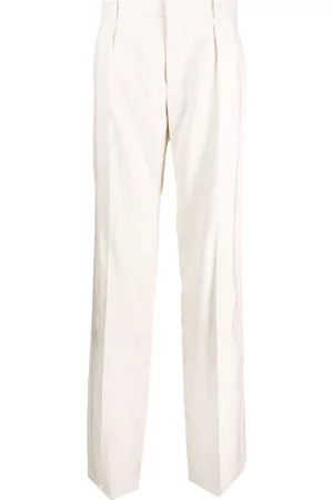 Saint Laurent Men Straight Leg Pants - Straight-leg silk trousers - Neutrals