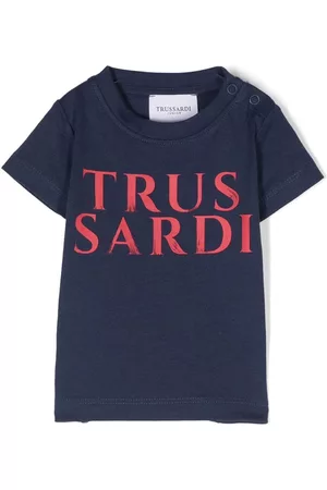 Trussardi T-Shirts - Logo-print cotton T-shirt - Blue