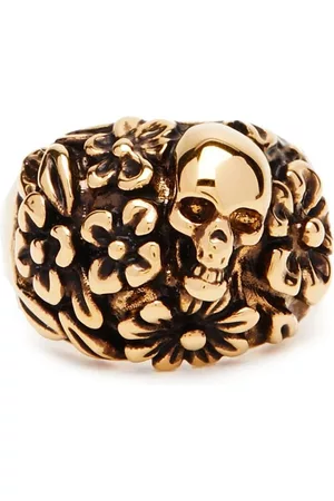 Alexander McQueen Women Gold Rings - The Floral Skull ring - Gold