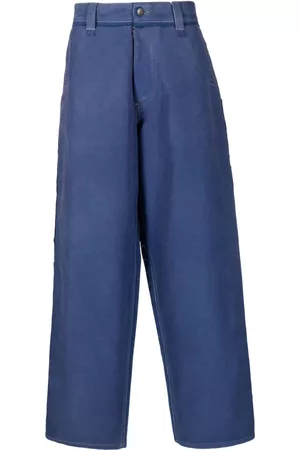 Maison Margiela Men Wide Leg Pants - Cotton wide-leg trousers - Blue