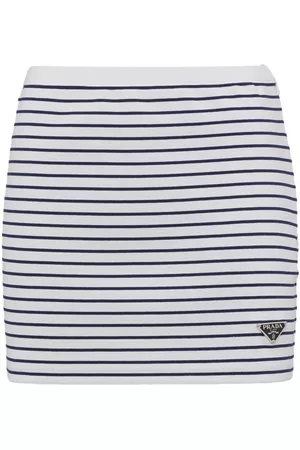 Prada Women Mini Skirts - Striped jersey mini skirt - Blue