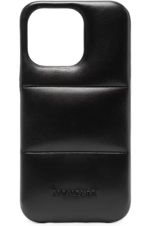 Moncler Men Phones Cases - Embossed-logo leather iPhone 13 case - Black