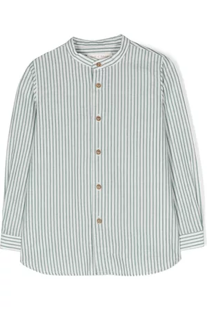 Zhoe & Tobiah Shirts - Stripe-print band-collar shirt - Green