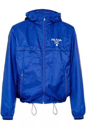 Prada Men Jackets - Re-Nylon logo-print blouson jacket - Blue