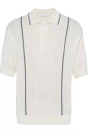 Prada Men Polo T-Shirts - Cable-knit polo shirt - White