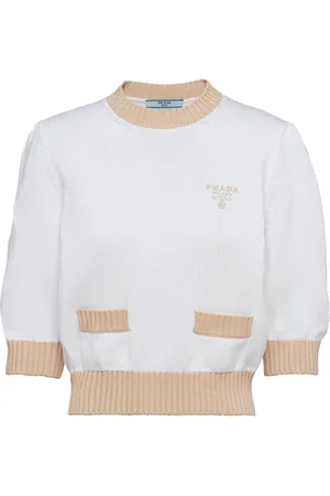 Prada Logo-embroidered cropped jumper