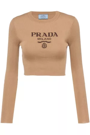 Prada Women Sweaters - Logo-print jumper - Brown
