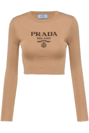 Prada Logo-intarsia cropped jumper