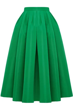 Alexander McQueen Women Midi Skirts - Pleated flared midi skirt - Green